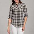 Roar Women's Long-sleeve Button-down Plaid Top