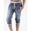 MDZ Women's Junior 'Lenny' Knit-Waistband Denim Capris