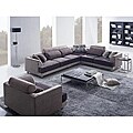 Modern Beige/ Brown Fabric Sectional Sofa and Chair with Pillows