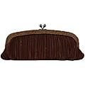 Carlo Fellini Brown Pleated Beaded Clutch Handbag