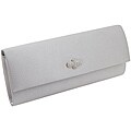 Carlo Fellini Cloud Silver Satin Rhinestone Clutch Handbag