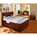 Merlot Solid Pine Wood Bookcase Full-Size Bedroom Set (5 Pieces)
