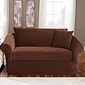 Sure Fit Stretch Pique 3-piece Chocolate Loveseat Slipcover