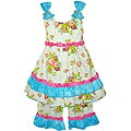 AnnLoren Boutique Girl's Shabby Floral B2-piece Capri Outfit