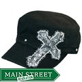 BAM Women's Crystal Silver Cross Cadet Hat
