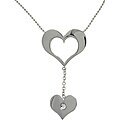 Stainless Steel Clear Cubic Zirconia Double Heart Necklace
