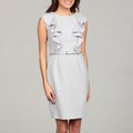 Calvin Klein Women's Grey Ruffle Belted Dress