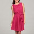 Calvin Klein Women's Magenta Chiffon Belted Dress