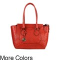 London Fog Kerrigan Ostrich Embossed Large Tote Bag