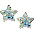 Sterling Silver Iridescent Pave Crystal Star Stud Earrings
