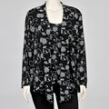Onyx Nite Women's Plus-size Floral Swirl Glitter Mock Twinset