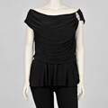 Onyx Nite Women's Plus-size Draped Black Evening Top