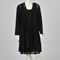 Onyx Nite Women's Plus-size 2-piece Black Lace Dress Set