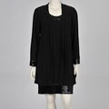 Onyx Nites Women's Plus-size Black Two-Piece Sequin-trim Dress and Jacket Set