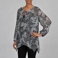 AnnaLee and Hope Women's Plus-size Floral Lace-print Chiffon Tunic Top