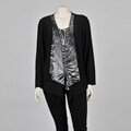 Onyx Nite Women's Plus-size Abstract Safari-print Cascading Twin Set