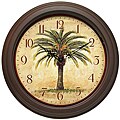 Cabana 12-inch Brown Palm Tree Resin Wall Clock