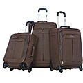 Olympia Corea 3-piece Black PVC Expandable Spinner Luggage Set