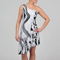 Tiana B Women's Geometric Print One-Shoulder Ruffled Hem Dress