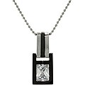 Stainless Steel Cubic Zirconia Two-Tone Geometric Pendant Necklace