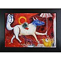 Marc Chagall 'The Cow with The Parasol' Hand-painted Framed Canvas Art