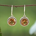 Sterling Silver Citrine Bali Dangle Earrings (Indonesia)
