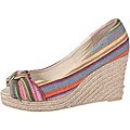 Refresh by Beston Women's 'Kelly' Rainbow Peep-Toe Espadrilles