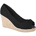 Refresh by Beston Women's 'Kelly' Black Peep-Toe Espadrilles