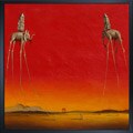 Salvador Dali 'The Elephants' Hand-painted Framed Canvas Art