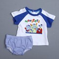 Absorba Newborn Boy's Monster Tee and Striped Bottoms