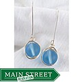 Pretty Little Style Silverplated Blue Glass Wire Wrap Earrings