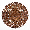 Light Teak Oil Carved Round Lotus Panel (Thailand)