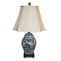 Floral Willow Square Temple Jar Gold Porcelain Lamp