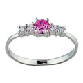 Sterling Silver Pink and Clear Cubic Zirconia Baby Ring