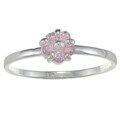 Sterling Silver Pink Cubic Zirconia Flower Baby Ring