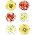 Picadilly Circle With Button Middle Fabric Stickers (Pack of 6)