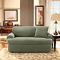Stretch Pique 3-piece T-cushion Loveseat Slipcover