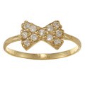 14k Gold over Silver Clear Cubic Zirconia Bow Baby Ring