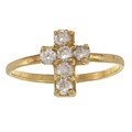 14k Gold over Sterling Silver Clear Cubic Zirconia Cross Baby Ring