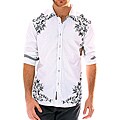 191 Unlimited Men's White Pinstripe Screen Print Shirt