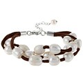 Nanni Freshwater Pearl and Chocolate Brown Three-strand Bracelet