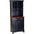 Black Hutch Buffet with Wood Top
