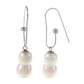 Nanni Sterling Silver Twin Pearl Drop Earrings
