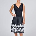 SL Fashions Women's Plus Size Black Embroidered Cotton Party Dress