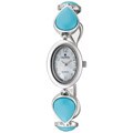 Croton Women's 'Croton' Silvertone Brass and Turquoise Gemstone Watch