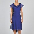 SL Fashions Women's Indigo Draped Flutter Sleeve Dress