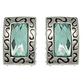 Stainless Steel Bali-inspired Blue CZ Rectangle Stud Earrings