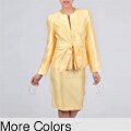 Signature by Larry Levine Women's Iridescent Shimmer Tie-waist Skirt Suit