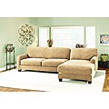 Sure Fit Pique Cream Sectional with Chase Right-hand Slipcover