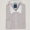 Haspel Men's Brown Check Dress Shirt